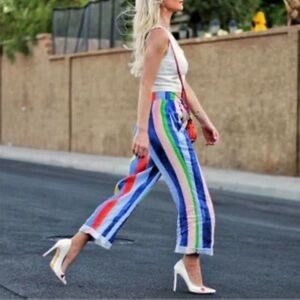 Mara Hoffman Women's High Waist Tie Front Pant, Rainbow/Multi, 4